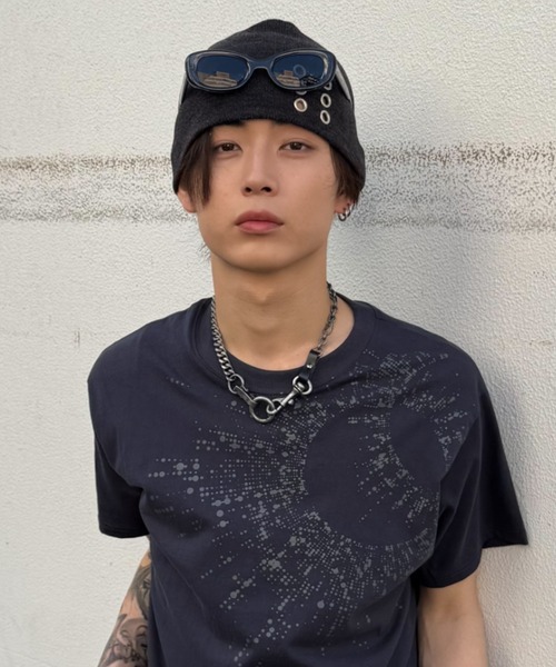 Chikashitsu +(チカシツプラス)の「【Chikashitsu +】6 eyelet beanie (2color) / 【チカシツプラス】アイレットビーニー(ニットキャップ/ビーニー・メンズ・ブラック/チャコール・ONE SIZE)」の14枚目の写真