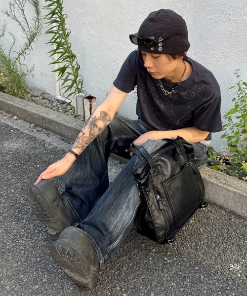 Chikashitsu +(チカシツプラス)の「【Chikashitsu +】6 eyelet beanie (2color) / 【チカシツプラス】アイレットビーニー(ニットキャップ/ビーニー・メンズ・ブラック/チャコール・ONE SIZE)」の15枚目の写真
