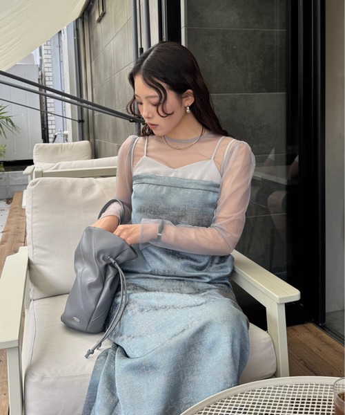LE'RURE(リルアー)の「Original sheer tops(ドレス・レディース・ベージュ/グレー/ブラック/ブラウン・MEDIUM)」の14枚目の写真