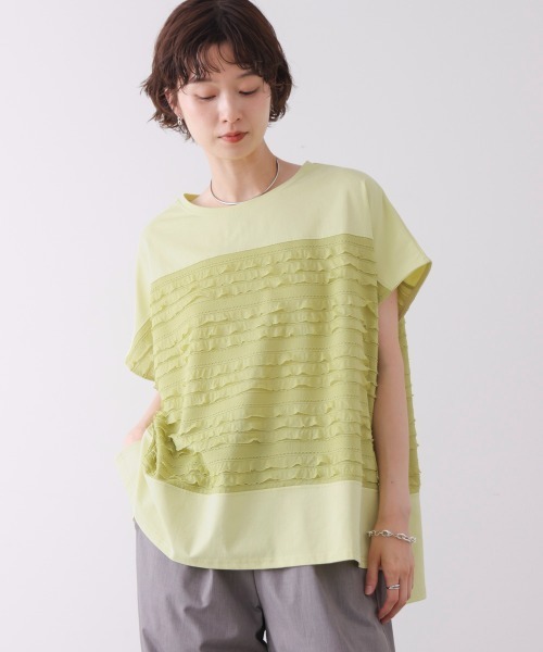 Bou Jeloud(ブージュルード)の「フリルJQ切替ワイドプルオーバー(Tシャツ/カットソー・レディース・ライム/オフホワイト/ブラック・FREE)」の12枚目の写真