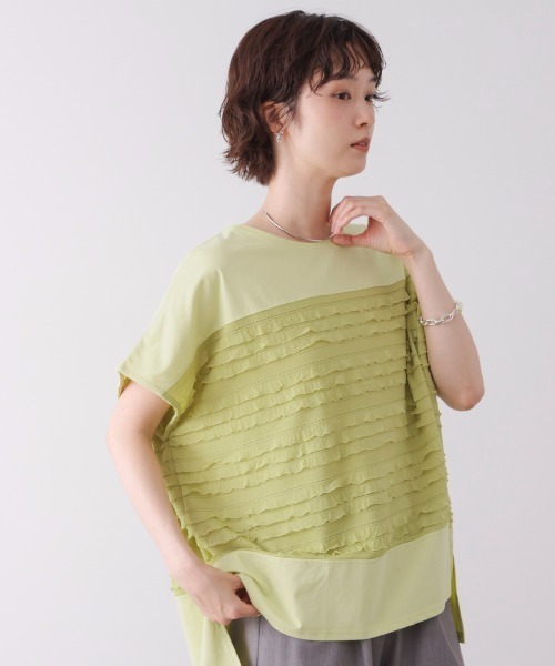 Bou Jeloud(ブージュルード)の「フリルJQ切替ワイドプルオーバー(Tシャツ/カットソー・レディース・ライム/オフホワイト/ブラック・FREE)」の16枚目の写真