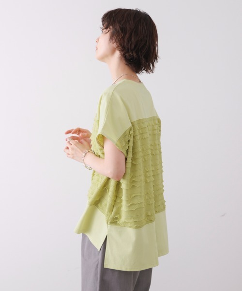 Bou Jeloud(ブージュルード)の「フリルJQ切替ワイドプルオーバー(Tシャツ/カットソー・レディース・ライム/オフホワイト/ブラック・FREE)」の8枚目の写真