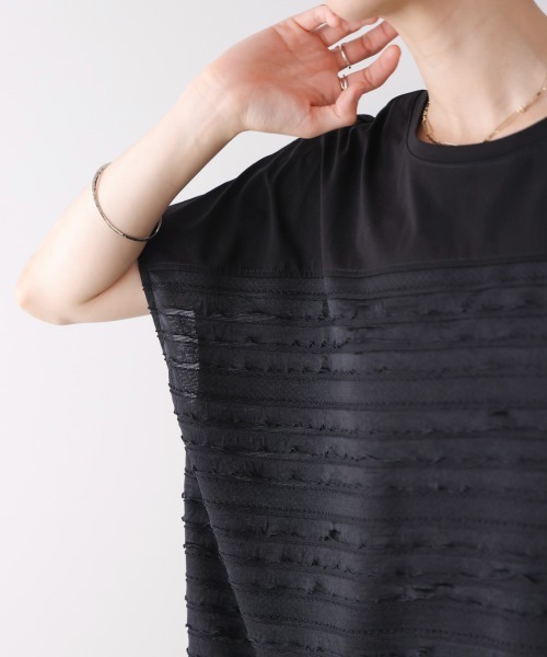 Bou Jeloud(ブージュルード)の「フリルJQ切替ワイドプルオーバー(Tシャツ/カットソー・レディース・ライム/オフホワイト/ブラック・FREE)」の22枚目の写真