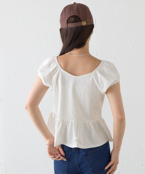Kastane（カスタネ）の「【一部店舗限定】B フロントギャザーカットトップス（Tシャツ/カットソー・レディース・オフホワイト/ブラック/グレー・FREE）」の6枚目の写真