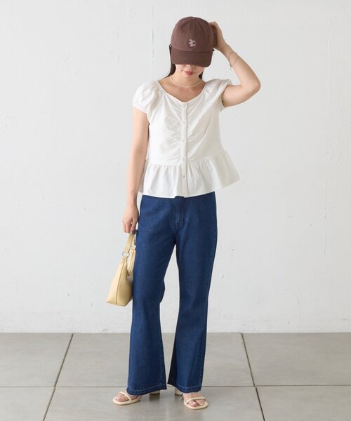 Kastane（カスタネ）の「【一部店舗限定】B フロントギャザーカットトップス（Tシャツ/カットソー・レディース・オフホワイト/ブラック/グレー・FREE）」の7枚目の写真