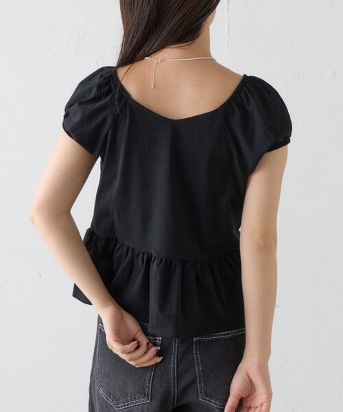 Kastane（カスタネ）の「【一部店舗限定】B フロントギャザーカットトップス（Tシャツ/カットソー・レディース・オフホワイト/ブラック/グレー・FREE）」の11枚目の写真