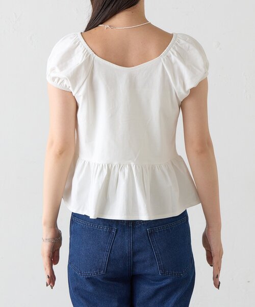 Kastane（カスタネ）の「【一部店舗限定】B フロントギャザーカットトップス（Tシャツ/カットソー・レディース・オフホワイト/ブラック/グレー・FREE）」の17枚目の写真