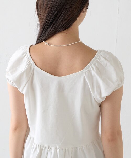 Kastane（カスタネ）の「【一部店舗限定】B フロントギャザーカットトップス（Tシャツ/カットソー・レディース・オフホワイト/ブラック/グレー・FREE）」の18枚目の写真