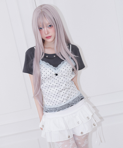 CHERRYQUIRI(チェリーキュリー)の「dot cami layered top - charcoal(Tシャツ/カットソー・レディース・その他・FREE)」の1枚目の写真