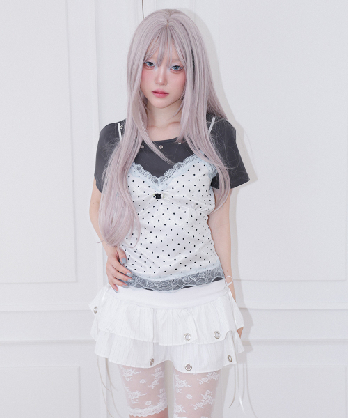 CHERRYQUIRI(チェリーキュリー)の「dot cami layered top - charcoal(Tシャツ/カットソー・レディース・その他・FREE)」の2枚目の写真