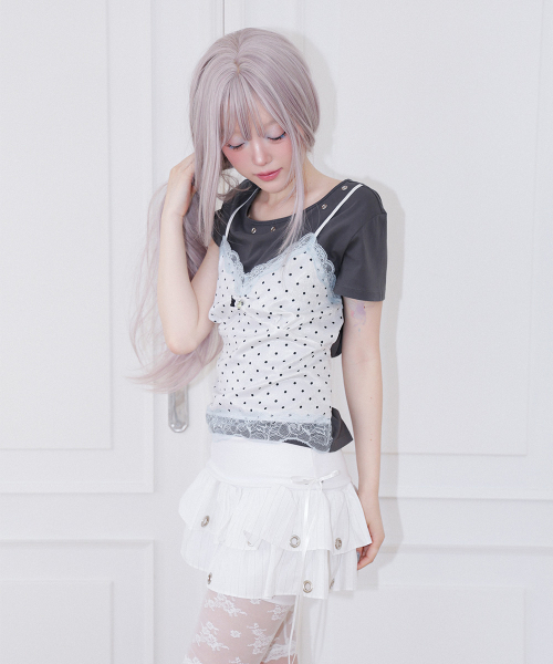 CHERRYQUIRI(チェリーキュリー)の「dot cami layered top - charcoal(Tシャツ/カットソー・レディース・その他・FREE)」の3枚目の写真