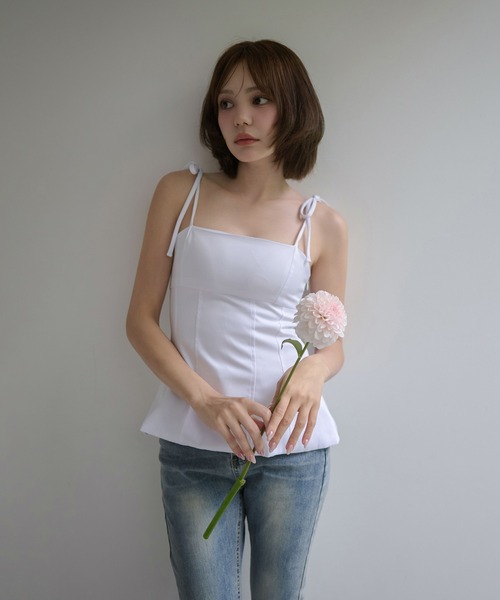 Ribbon maisy peplum camisole / リボンメイジーペプラムキャミソール