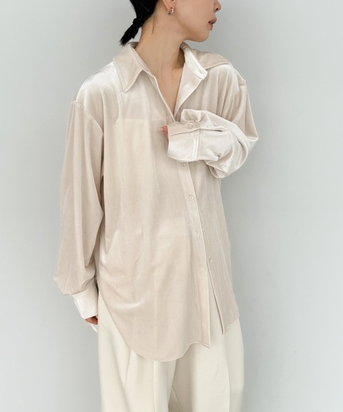 select MOCA by son（セレクトモカバイソン）の「バックタックベロアシャツ【by SON】（シャツ/ブラウス・レディース・ブラウン/ブラック/アイボリー・FREE）」の22枚目の写真