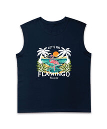 フラミンゴオーバーサイズスリーブレスTシャツ