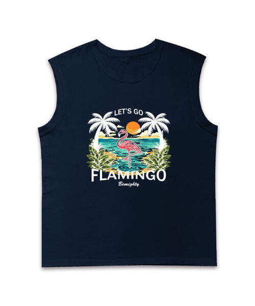 BEMIGHTY(ビーマイティー)の「フラミンゴオーバーサイズスリーブレスTシャツ(Tシャツ/カットソー・メンズ・ネイビー/ホワイト/ブラック・XX-LARGE/LARGE/X-LARGE)」の3枚目の写真