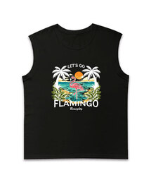 フラミンゴオーバーサイズスリーブレスTシャツ