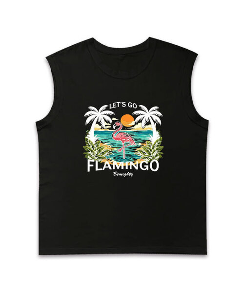 BEMIGHTY(ビーマイティー)の「フラミンゴオーバーサイズスリーブレスTシャツ(Tシャツ/カットソー・メンズ・ネイビー/ホワイト/ブラック・XX-LARGE/LARGE/X-LARGE)」の1枚目の写真