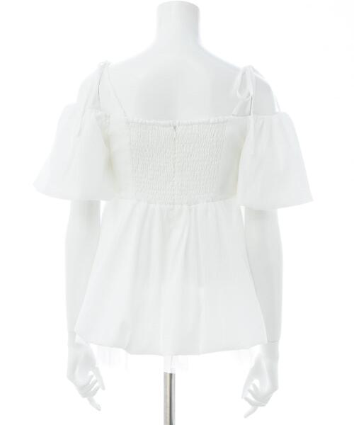 INGNI(イング)の「【WEB限定】裾チュールバルーンオフショルチュニック(シャツ/ブラウス・レディース・オフホワイト/ブラック・M)」の12枚目の写真