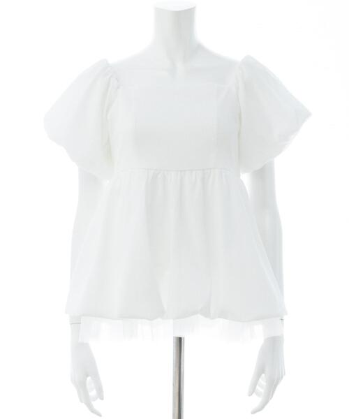 INGNI(イング)の「【WEB限定】裾チュールバルーンオフショルチュニック(シャツ/ブラウス・レディース・オフホワイト/ブラック・M)」の16枚目の写真