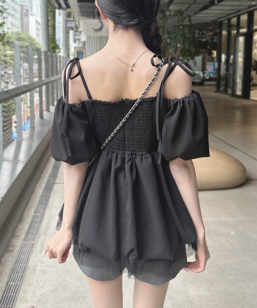 INGNI(イング)の「【WEB限定】裾チュールバルーンオフショルチュニック(シャツ/ブラウス・レディース・オフホワイト/ブラック・M)」の21枚目の写真