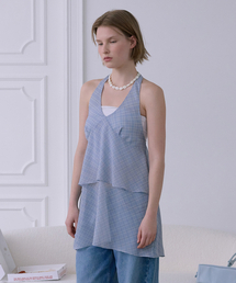 CHIFFON LAYERED HALTER DRESS (BLUE)