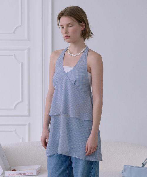 AFTERHOURS(アフターアワーズ)の「CHIFFON LAYERED HALTER DRESS (BLUE)(ワンピース・レディース・ブルー・FREE)」の1枚目の写真