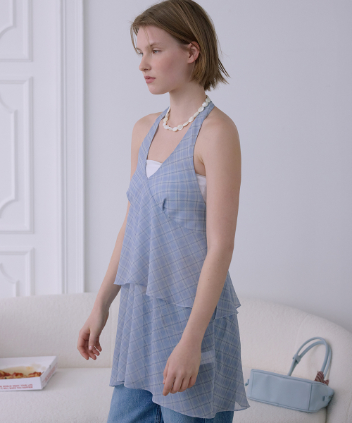 AFTERHOURS(アフターアワーズ)の「CHIFFON LAYERED HALTER DRESS (BLUE)(ワンピース・レディース・ブルー・FREE)」の2枚目の写真