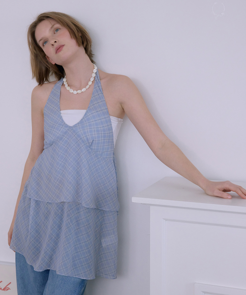 AFTERHOURS(アフターアワーズ)の「CHIFFON LAYERED HALTER DRESS (BLUE)(ワンピース・レディース・ブルー・FREE)」の3枚目の写真