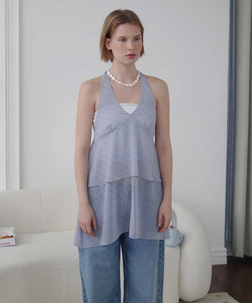 AFTERHOURS(アフターアワーズ)の「CHIFFON LAYERED HALTER DRESS (BLUE)(ワンピース・レディース・ブルー・FREE)」の5枚目の写真