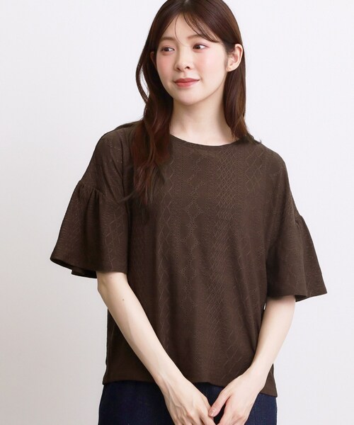 grove(グローブ)の「アイレットレースカットソー(Tシャツ/カットソー・レディース・ネイビー/オフホワイト/ブラウン系その他・03/02/04/01/05)」の3枚目の写真