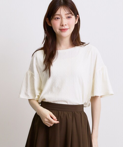 grove(グローブ)の「アイレットレースカットソー(Tシャツ/カットソー・レディース・ネイビー/オフホワイト/ブラウン系その他・03/02/04/01/05)」の2枚目の写真