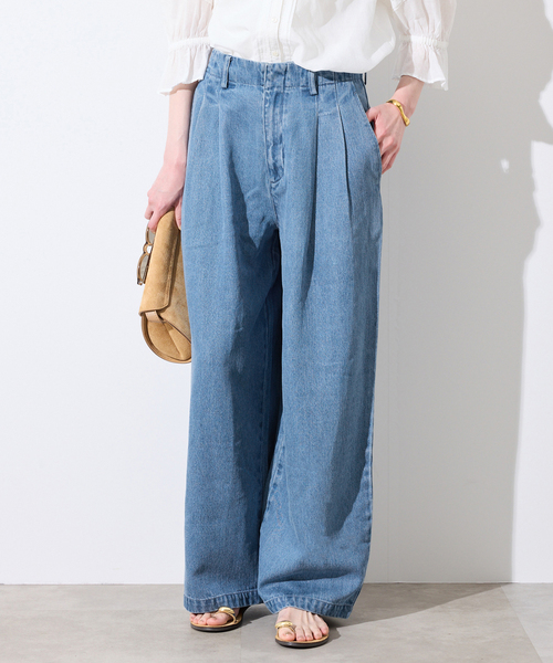 SLOBE IENA(スローブイエナ)の「《WEB限定/3サイズ展開/追加6》LEDENIM TUCK TROUSERデニム(デニムパンツ・レディース・ブルー・34/38)」の4枚目の写真