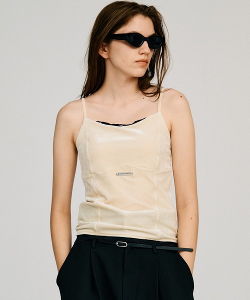 PRANK PROJECT（プランクプロジェクト）の「【2026Autumn Pre-Order】ベロアレースカップインキャミ / Velour Lace Cup-In Camisole（キャミソール・レディース・アイボリー/ブラウン/ブラック・FREE）」の18枚目の写真