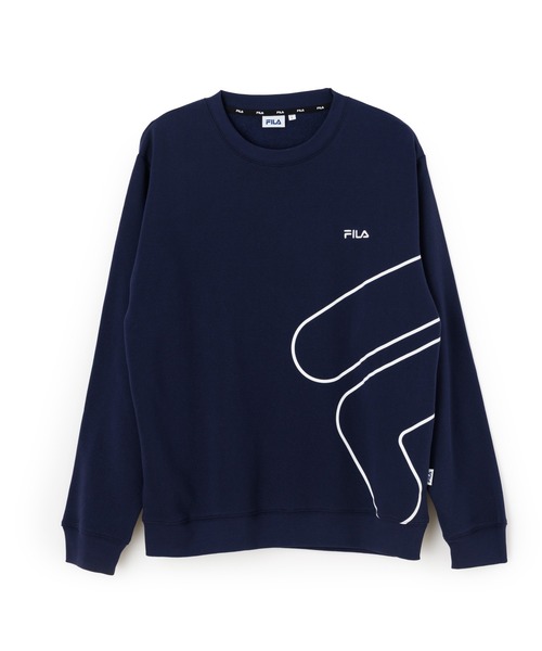 FILA（フィラ）の「FLOATING LOGO SWEAT SHIRT / フローティングロゴ　グラフィックスウェットシャツ（スウェット・メンズ・ネイビー/オフホワイト/ライトブルー・L/XL/M）」の3枚目の写真
