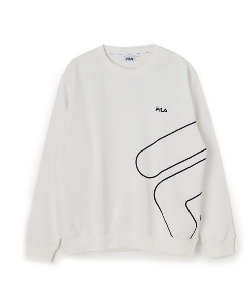 FILA（フィラ）の「FLOATING LOGO SWEAT SHIRT / フローティングロゴ　グラフィックスウェットシャツ（スウェット・メンズ・ネイビー/オフホワイト/ライトブルー・L/XL/M）」の2枚目の写真