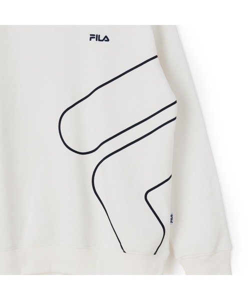 FILA（フィラ）の「FLOATING LOGO SWEAT SHIRT / フローティングロゴ　グラフィックスウェットシャツ（スウェット・メンズ・ネイビー/オフホワイト/ライトブルー・L/XL/M）」の5枚目の写真