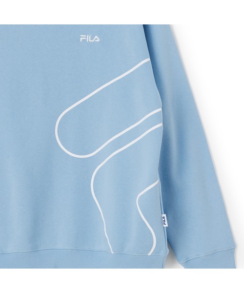 FILA（フィラ）の「FLOATING LOGO SWEAT SHIRT / フローティングロゴ　グラフィックスウェットシャツ（スウェット・メンズ・ネイビー/オフホワイト/ライトブルー・L/XL/M）」の7枚目の写真