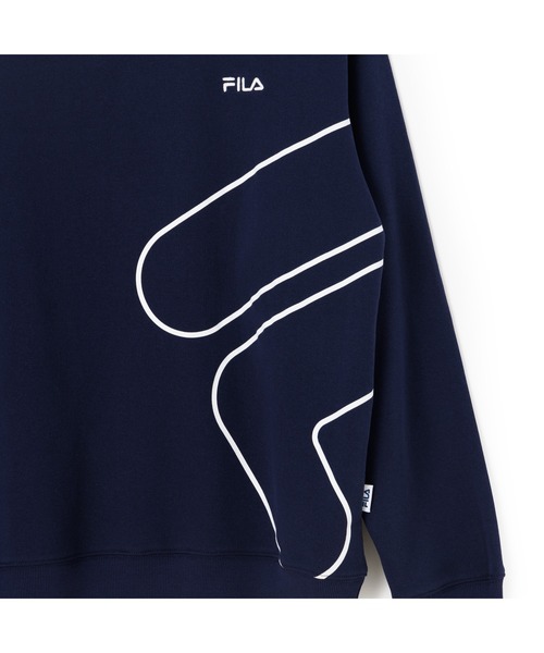 FILA（フィラ）の「FLOATING LOGO SWEAT SHIRT / フローティングロゴ　グラフィックスウェットシャツ（スウェット・メンズ・ネイビー/オフホワイト/ライトブルー・L/XL/M）」の9枚目の写真