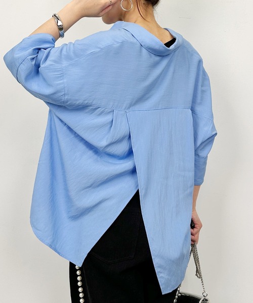 PICCIN（ピッチン）の「スキッパーシャツ（シャツ/ブラウス・レディース・サックスブルー/カーキ・M）」の2枚目の写真