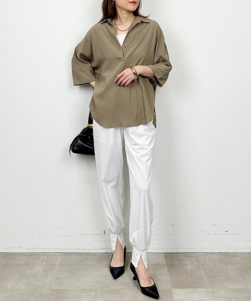 PICCIN（ピッチン）の「スキッパーシャツ（シャツ/ブラウス・レディース・サックスブルー/カーキ・M）」の7枚目の写真