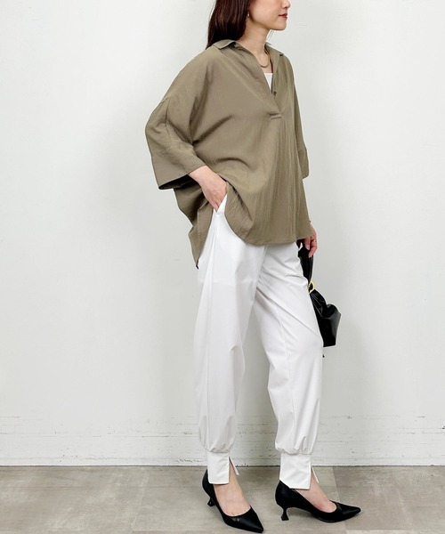 PICCIN（ピッチン）の「スキッパーシャツ（シャツ/ブラウス・レディース・サックスブルー/カーキ・M）」の8枚目の写真