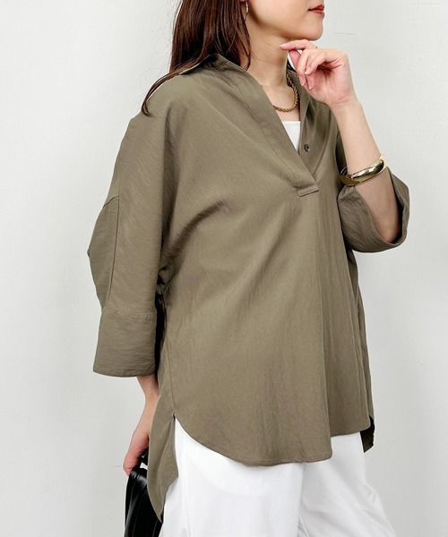 PICCIN（ピッチン）の「スキッパーシャツ（シャツ/ブラウス・レディース・サックスブルー/カーキ・M）」の4枚目の写真