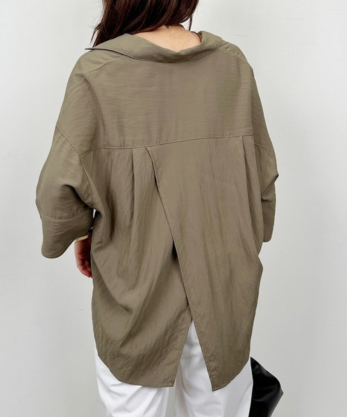 PICCIN（ピッチン）の「スキッパーシャツ（シャツ/ブラウス・レディース・サックスブルー/カーキ・M）」の5枚目の写真