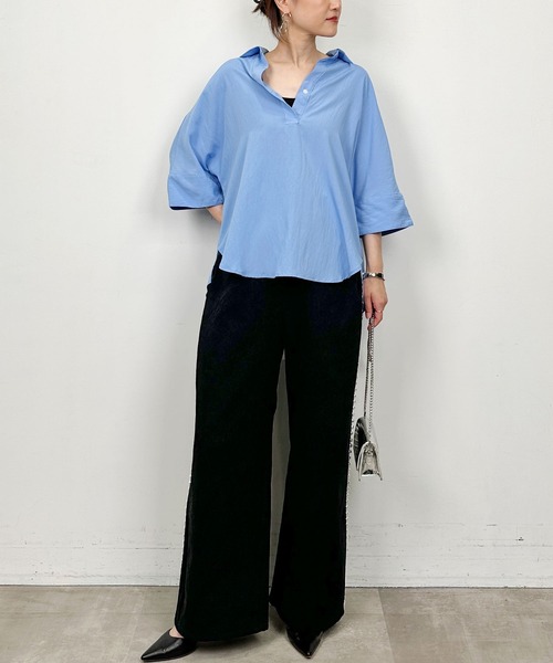 PICCIN（ピッチン）の「スキッパーシャツ（シャツ/ブラウス・レディース・サックスブルー/カーキ・M）」の15枚目の写真