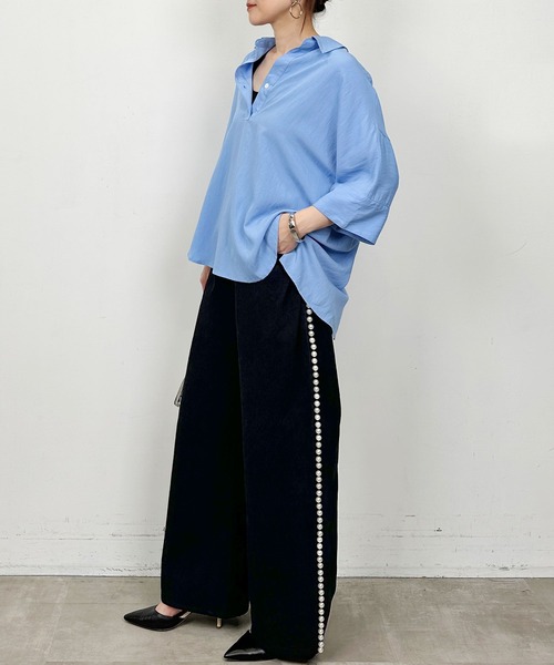 PICCIN（ピッチン）の「スキッパーシャツ（シャツ/ブラウス・レディース・サックスブルー/カーキ・M）」の16枚目の写真