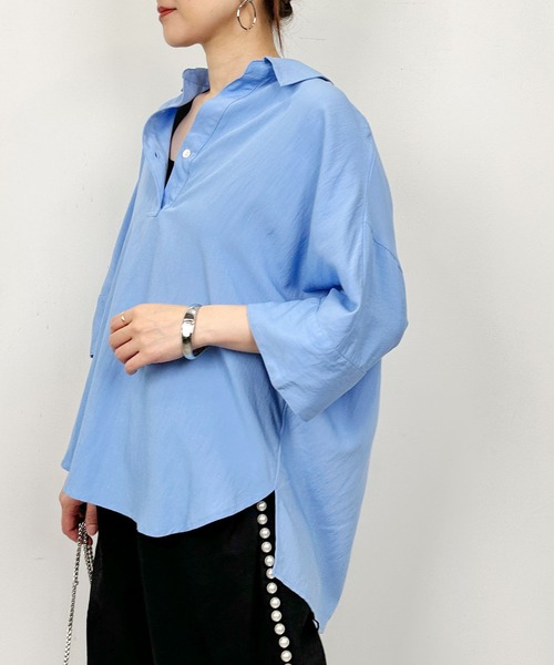PICCIN（ピッチン）の「スキッパーシャツ（シャツ/ブラウス・レディース・サックスブルー/カーキ・M）」の11枚目の写真