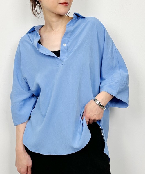 PICCIN（ピッチン）の「スキッパーシャツ（シャツ/ブラウス・レディース・サックスブルー/カーキ・M）」の10枚目の写真