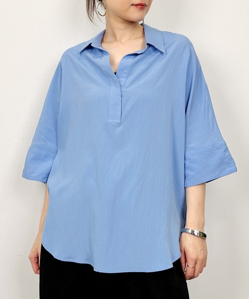 PICCIN（ピッチン）の「スキッパーシャツ（シャツ/ブラウス・レディース・サックスブルー/カーキ・M）」の18枚目の写真