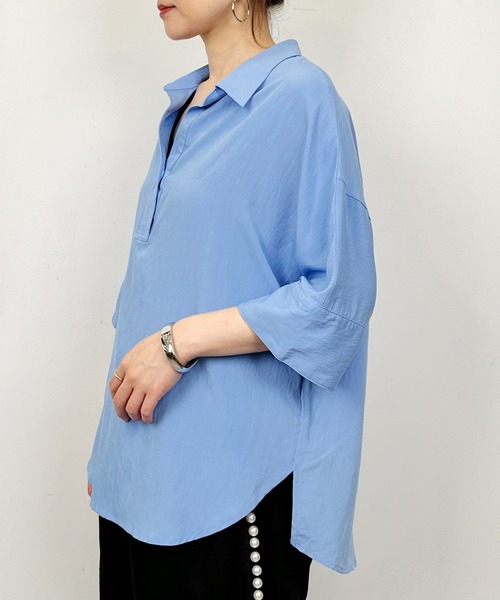 PICCIN（ピッチン）の「スキッパーシャツ（シャツ/ブラウス・レディース・サックスブルー/カーキ・M）」の19枚目の写真