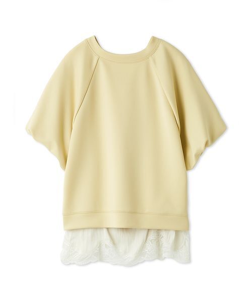 Mila Owen(ミラオーウェン)の「シルキータッチレースレイヤードトップス(Tシャツ/カットソー・レディース・イエロー/ブラック/グレー/アイボリー・F)」の4枚目の写真